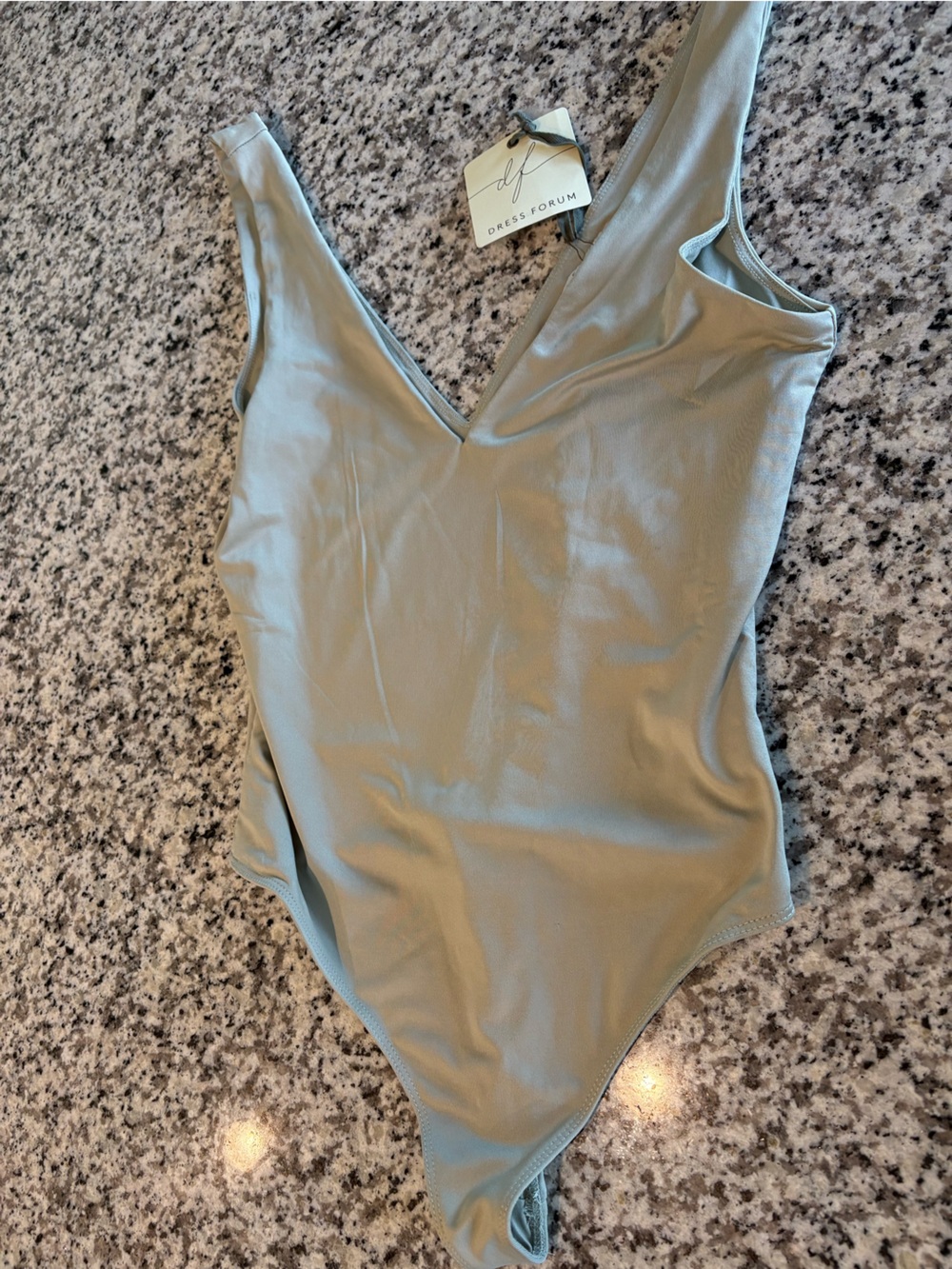 Dress Forum Sage Green V-Neck One-Piece Bodysuit